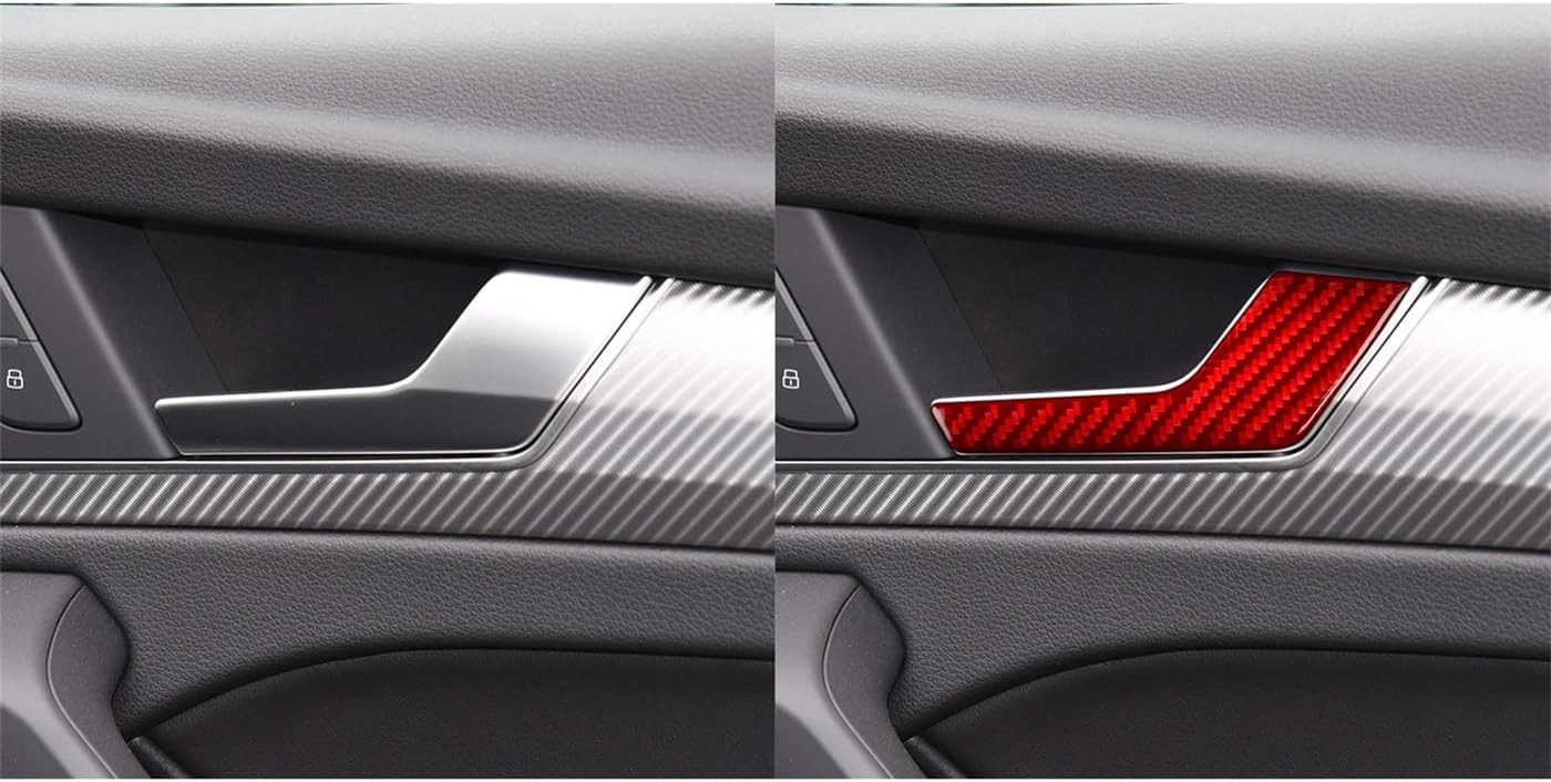 Q5L 2018-2023 Compatible with Car Interior Self Adhesive Dashboard Decal Carbon Fiber Red Sticker A49 (Interior Door Handle Type B)