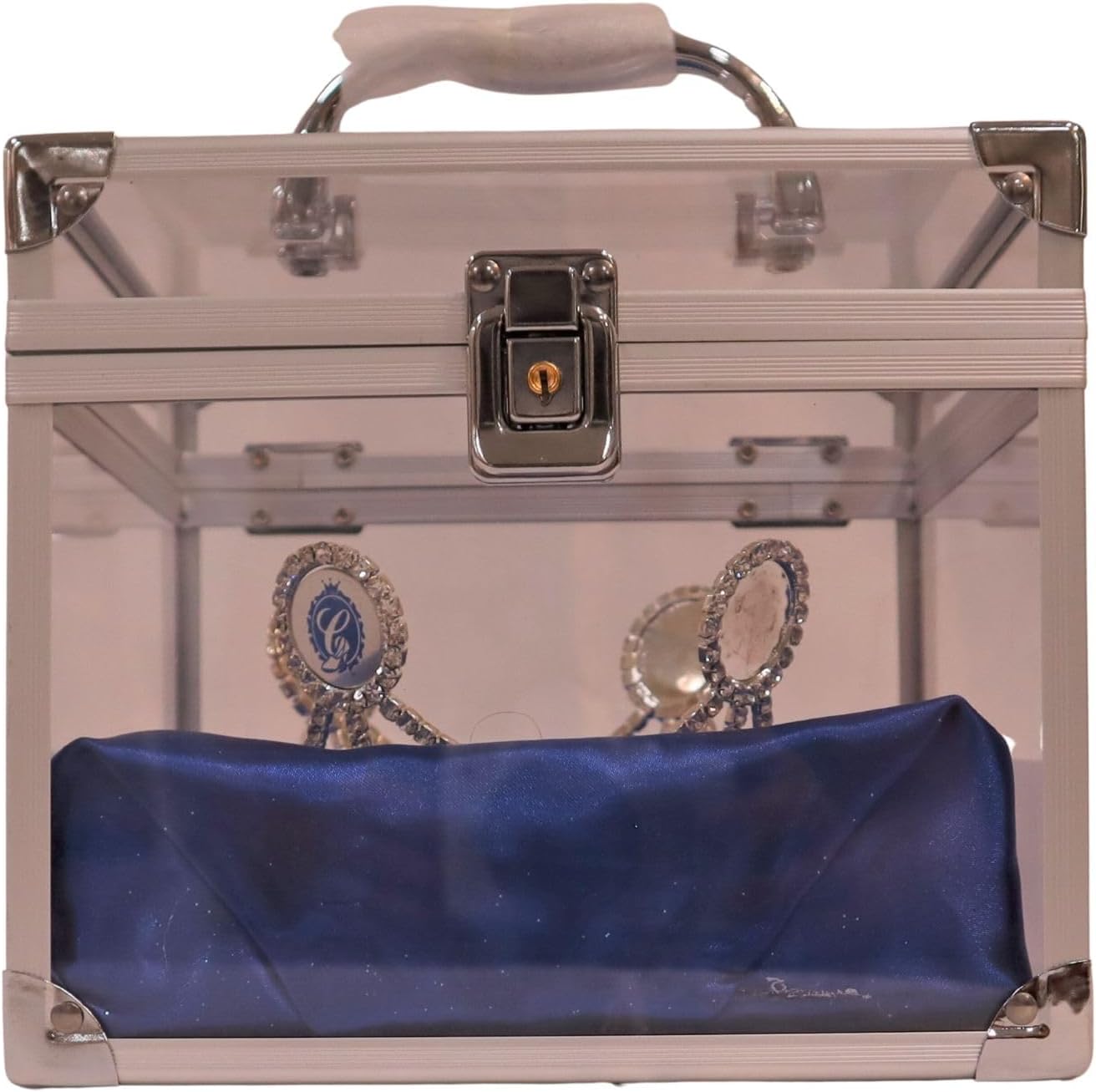 Crown Case Pageant Travel, Acrylic Case Carrying Handle, Keyed Lock Heavy-Duty Premium Materials Durable Construction, Holds Various Size Style of Crowns