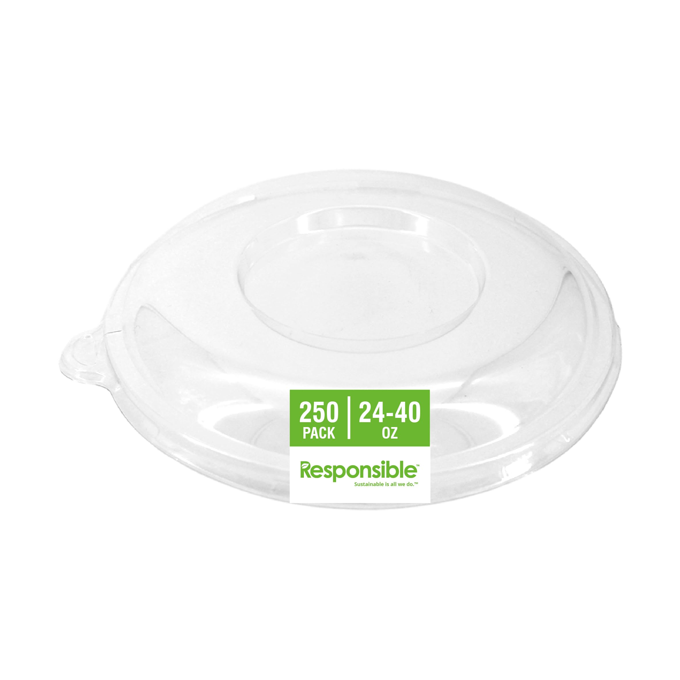 Responsible Products Clear Lids 24-40 oz Disposable Bowls I Noodle Bowl Lids I Extra Strength I (250 Count)