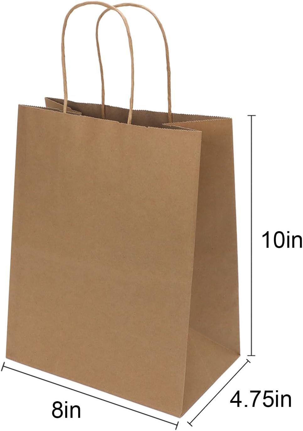 Joybe 50 Pack 8x4.75x10 Inch Medium Brown Paper Bags with Handles Bulk, Kraft Paper Gift Bags for Birthday Party Favors Grocery Retail Shopping Business Goody Craft Blank Sacks (Plain Natural, 50pcs) - Image 2