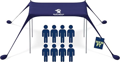 Sun Ninja Tienda de campaña de playa, refugio solar UPF50+ - Toldo de playa fácil de desplegar - Sombra al aire libre para viajes de campamento,
