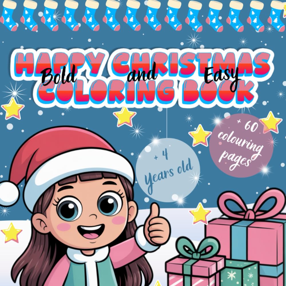 Easy and Bold Happy Christmas Coloring Book: Christmas Coloring Book