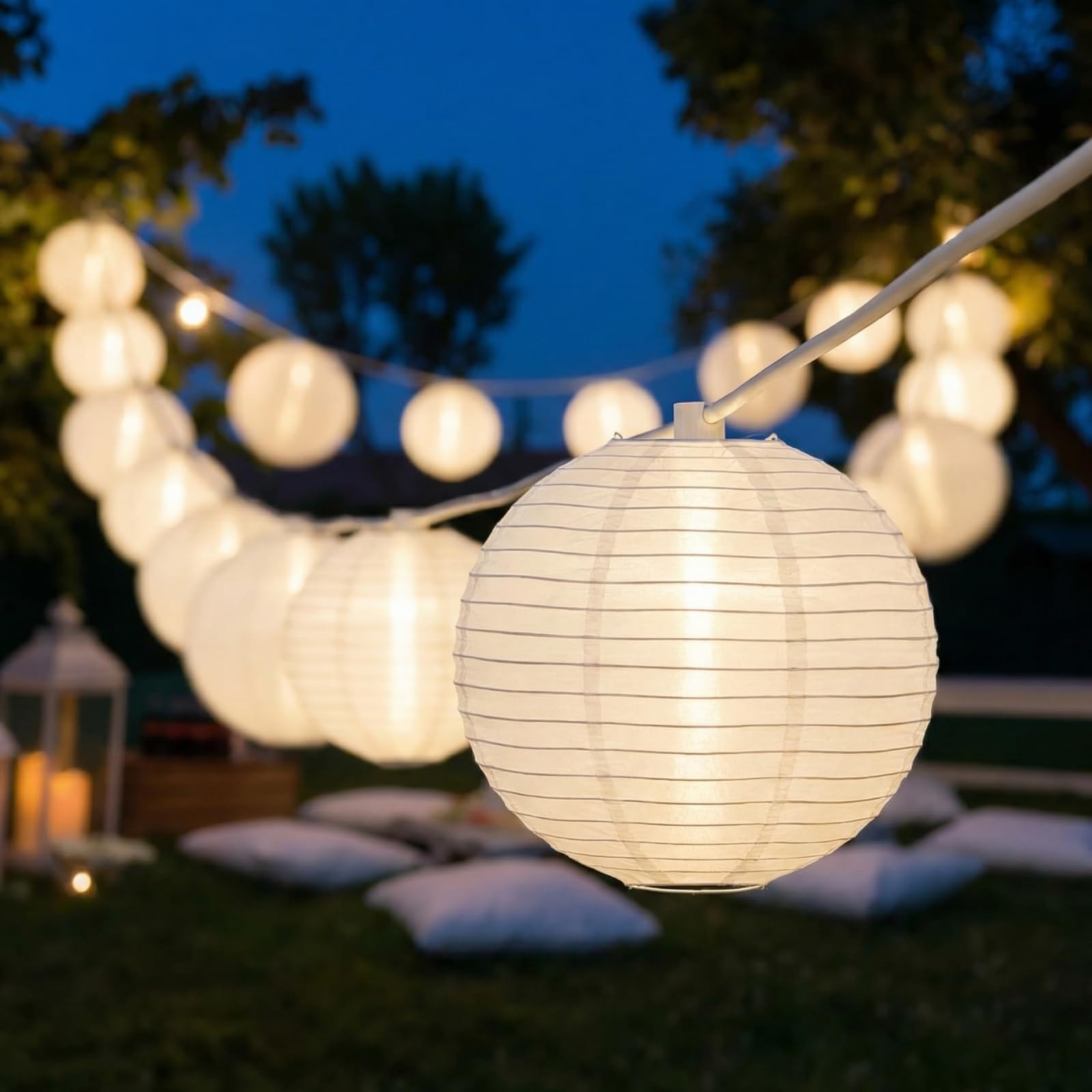 Supreme Hanging Lantern / ホワイト 25FT White Lantern String Lights,10 Nylon Hanging Lantern Decor