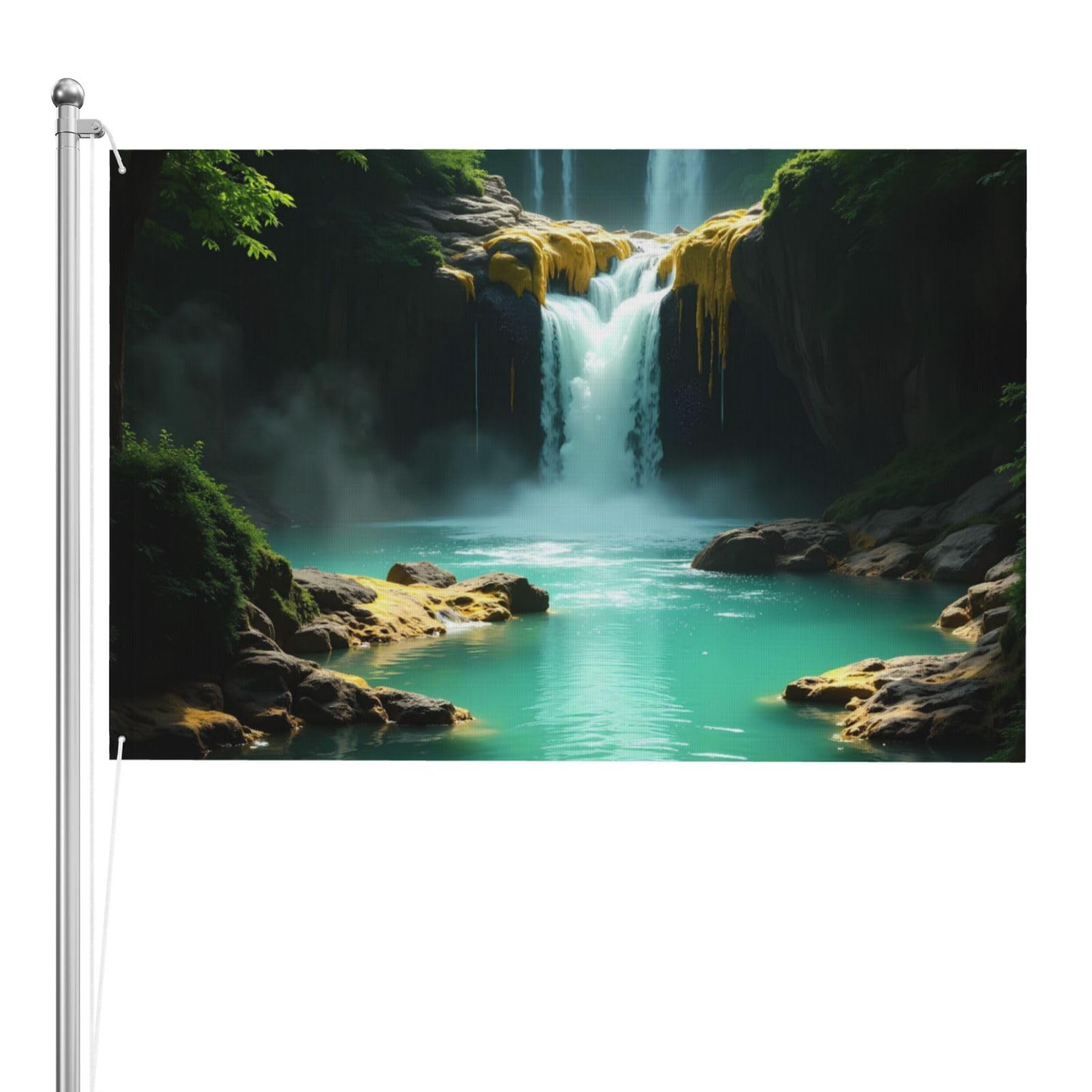 Grand drapeau cascade dorée 1,2 x 1,8 m polyester résistant aux intempéries