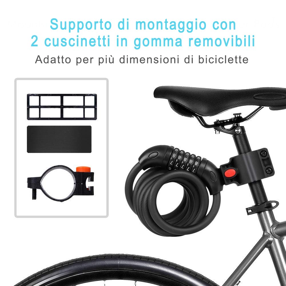 REHKITTZ Lucchetto per Bicicletta Lucchetto Bici Catena Bici 120cm/12mm Antifurto Combinazione Catena per Bicicletta MTB Monopattino Elettrico