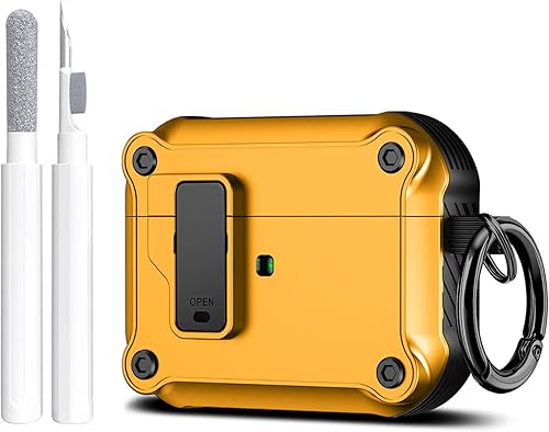 Vista 16 de Maxjoy Funda para AirPods Pro, clip de bloqueo seguro de fibra de carbono, cuerpo completo, a prueba de golpes, carcasa rígida con llavero