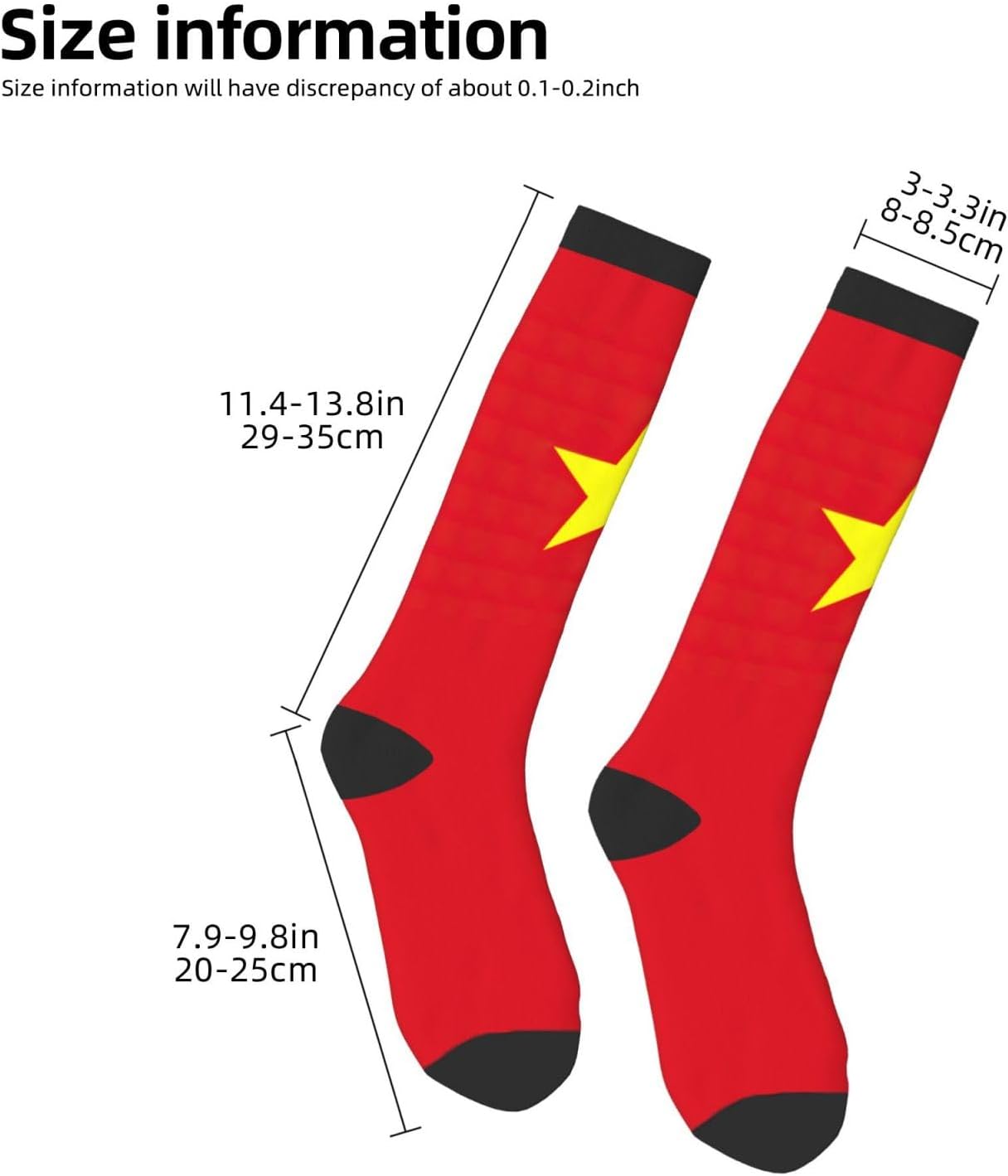 Vietnamese Flag Print Adult Socks, Elastic Stretch Socks,Soft Breathable For Daily Sports Casual Wear