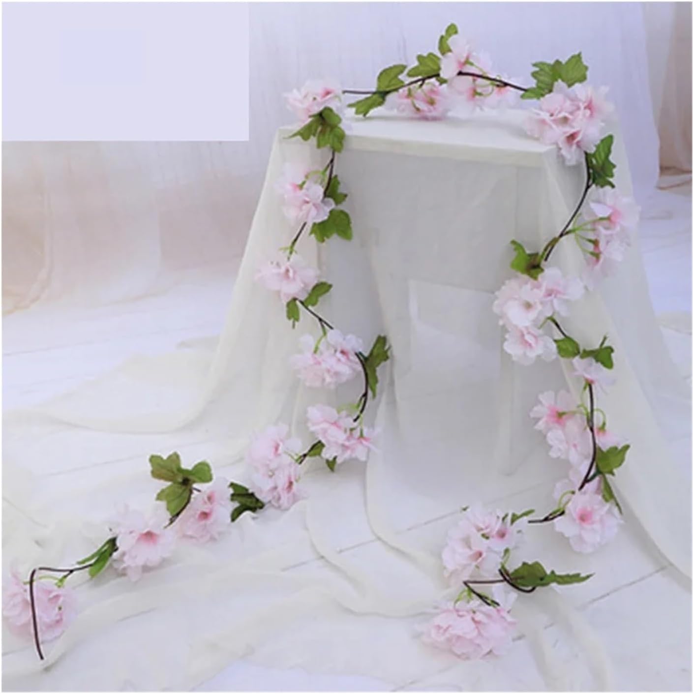 Natural＊アナベルとピンクの小花のリース☆ドライフラワーリース