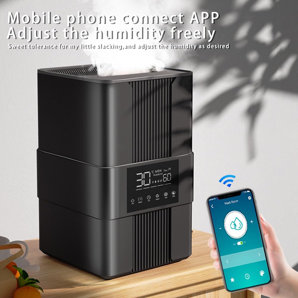 Umidificatore, purificatore intelligente con telecomando, diffusore di aromi abilitato per app, per camera da letto, grande stanza, casa, ufficio, design con riempimento superiore