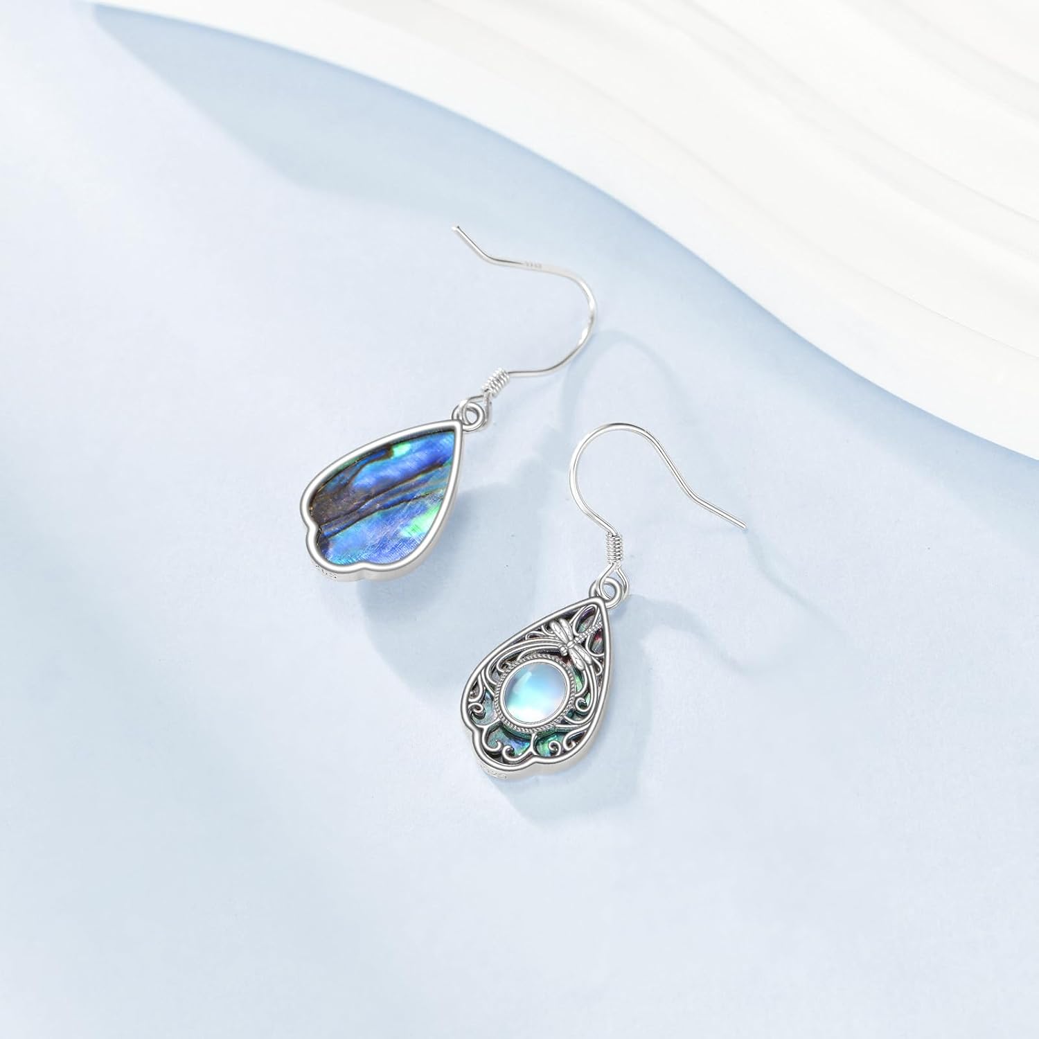 925 Sterling Silver Dragonfly Abalone Shell Earrings for Women Hypoallergenic Gift for Her - Image 4