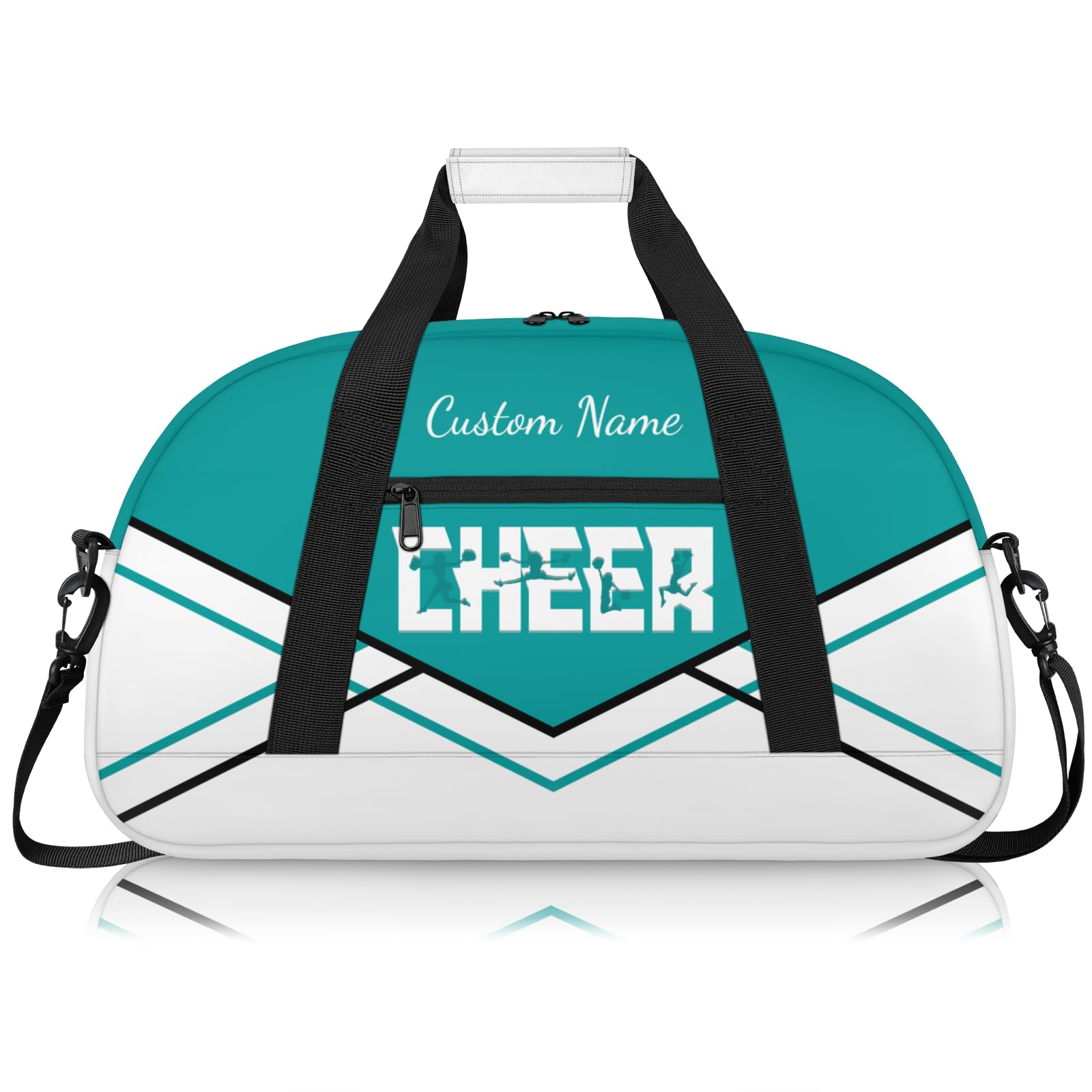 Personalised Cheerleading Duffel Bag for Girls | Custom Name Waterproof Sports Bag for Cheer, Gym & Travel | Cheerleader Team Gifts Bag with Adjustable Shouler Strap, Dark Green White