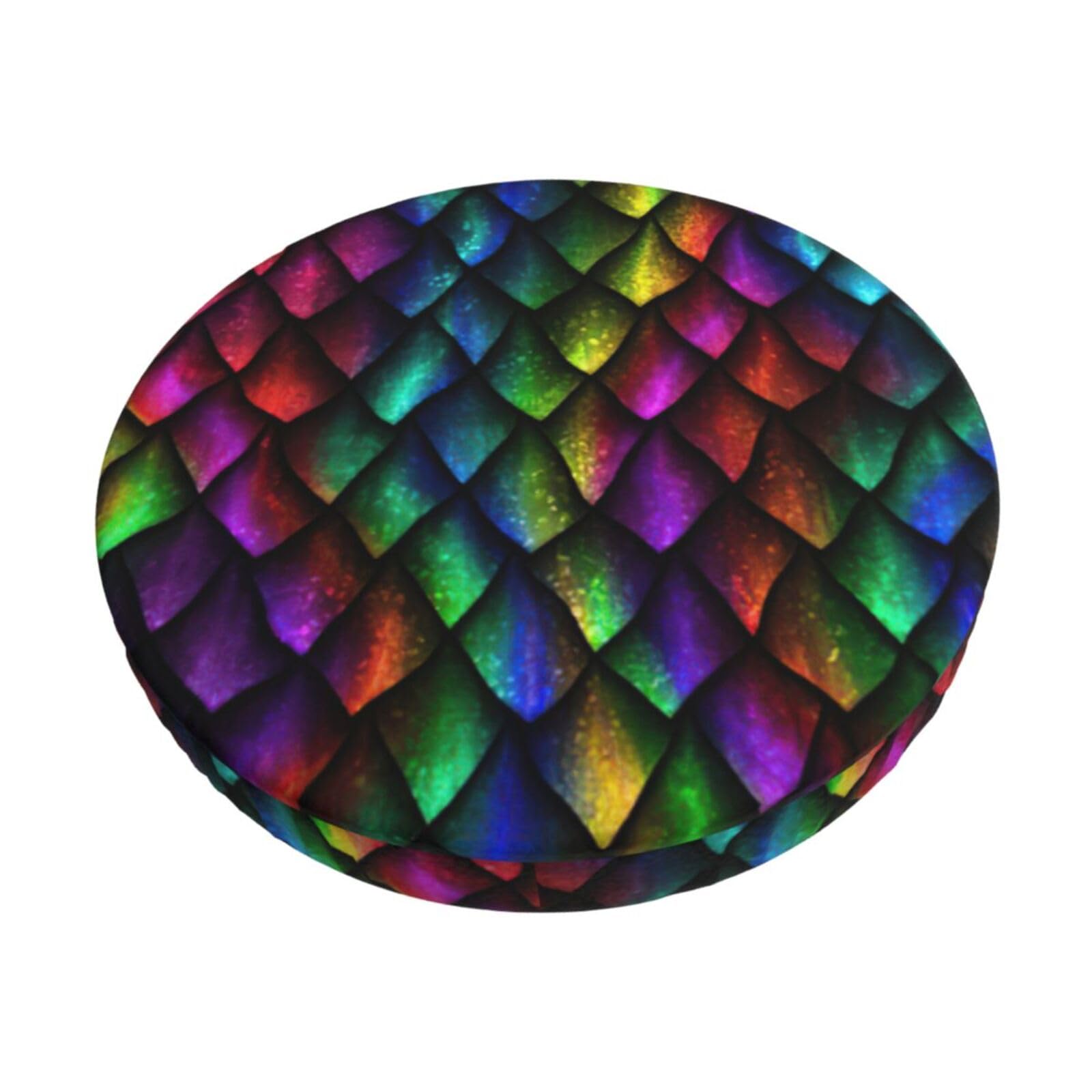 ACVnbm Dragon Scale Print Round Bar Chair Cushion Cover, Elastic Chair Protector For Kitchen Bar Dining