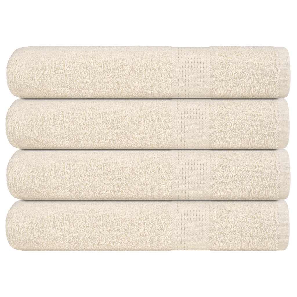 Ręczniki FROGN 4 sztuki, kremowe, 100 x 200 cm, 360 g/m², ze 100% bawełny, miękkie, chłonne, z pętelką, do łazienki, na basen i sport, można prać w pralce, przyjazne dla skóry