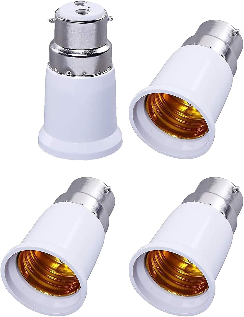 Sichumaria® B22 to E27 Bulb Converter Screw Bulb Holder Screw to Light Bulb Adapter Converter for Led Halogen CFL Light Lamp(Copper, White, Pack of 4)