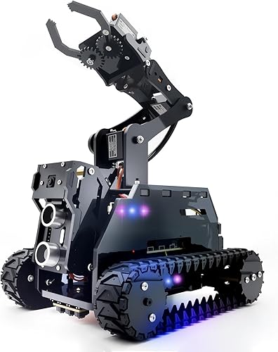 Adeept RaspTank Smart Robot Car Kit para Raspberry Pi 4B3B3B+ (placa no incluida), robot con seguimiento de tanque con brazo robótico 4-DOF, evita