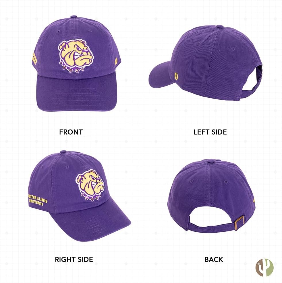 Desert Cactus Western Illinois University Baseball Hat WIU Leathernecks Brimmed Embroidered Hats Cap Adjustable Cloth Strap Adult (Style B) Purple - Image 3