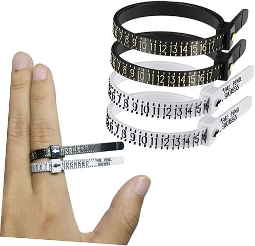 Miniatura 8 de EXCEART 30 piezas de medidas de anillo de EE. UU., anillos negros para hombres, cinturones de hombre, multitamaño, medidor de anillos de medición de