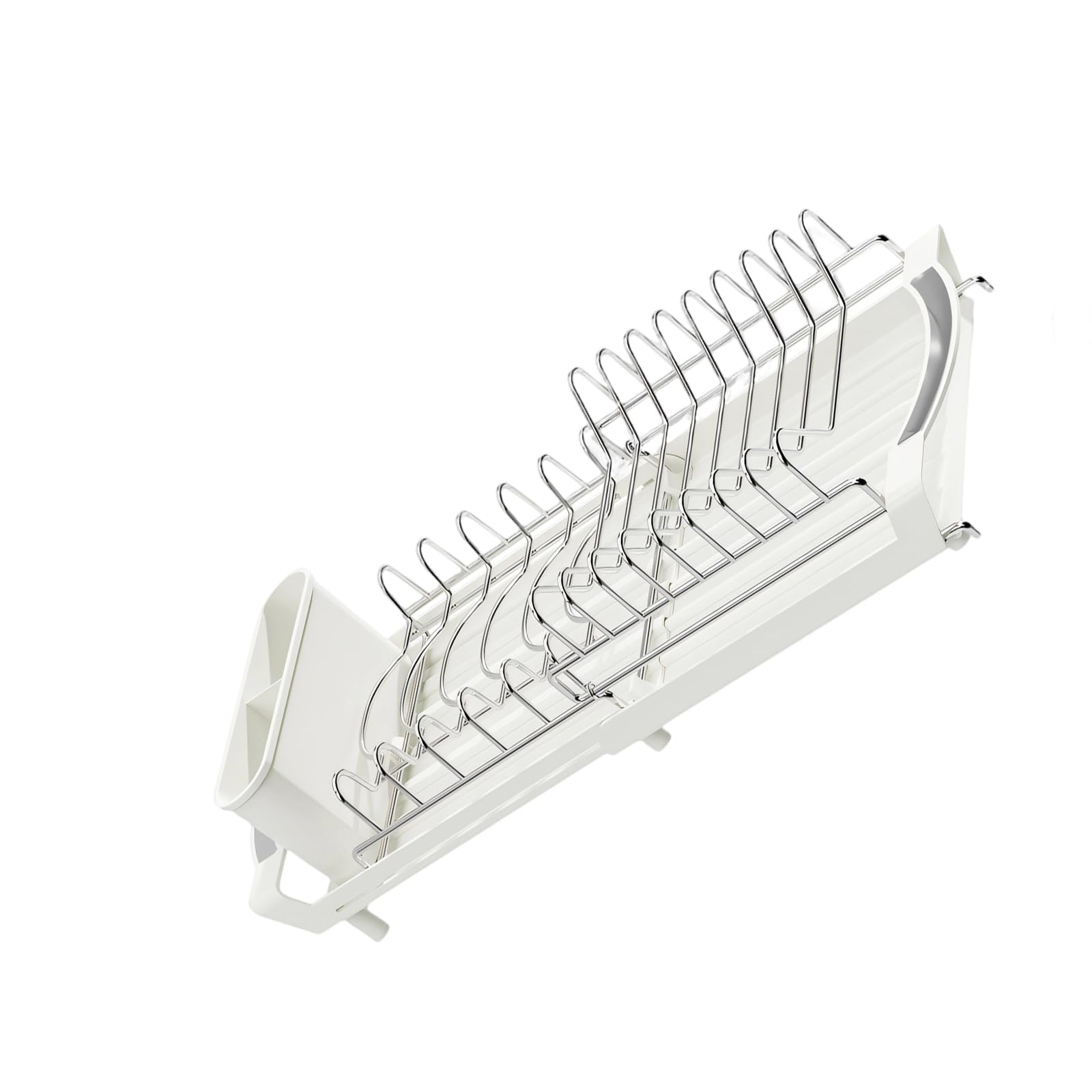 Kaeltsyn Expandable 2 Section Drainer Featuring Detachable Utensil Holder for Compact Kitchen Countertop Space Efficient Design Friendly Tray Rack