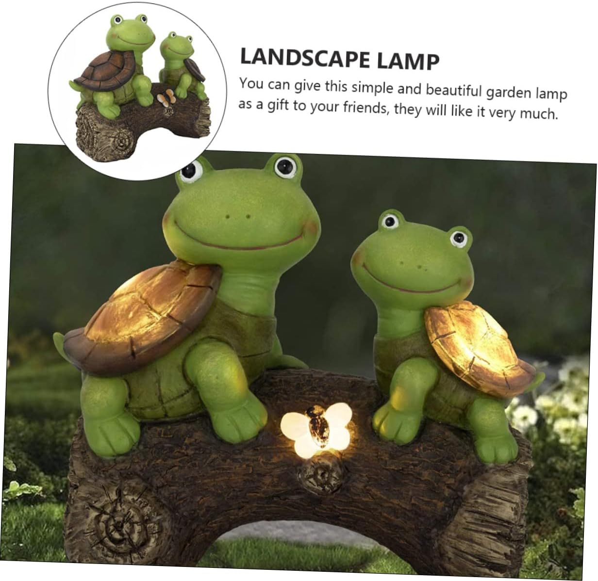 Resin Turtle Landscape Lamp Outdoor Garden Decor with Soft LED Light Practical Decorative Statue for Patio Courtyard Gift Friendly Animal Figurine