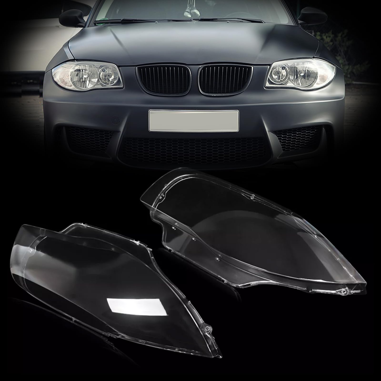 Topteng 2PCS Front Headlight Glass Clear Cover passend für BMW 1-Series E81 E82 E87 E88 2003-2011