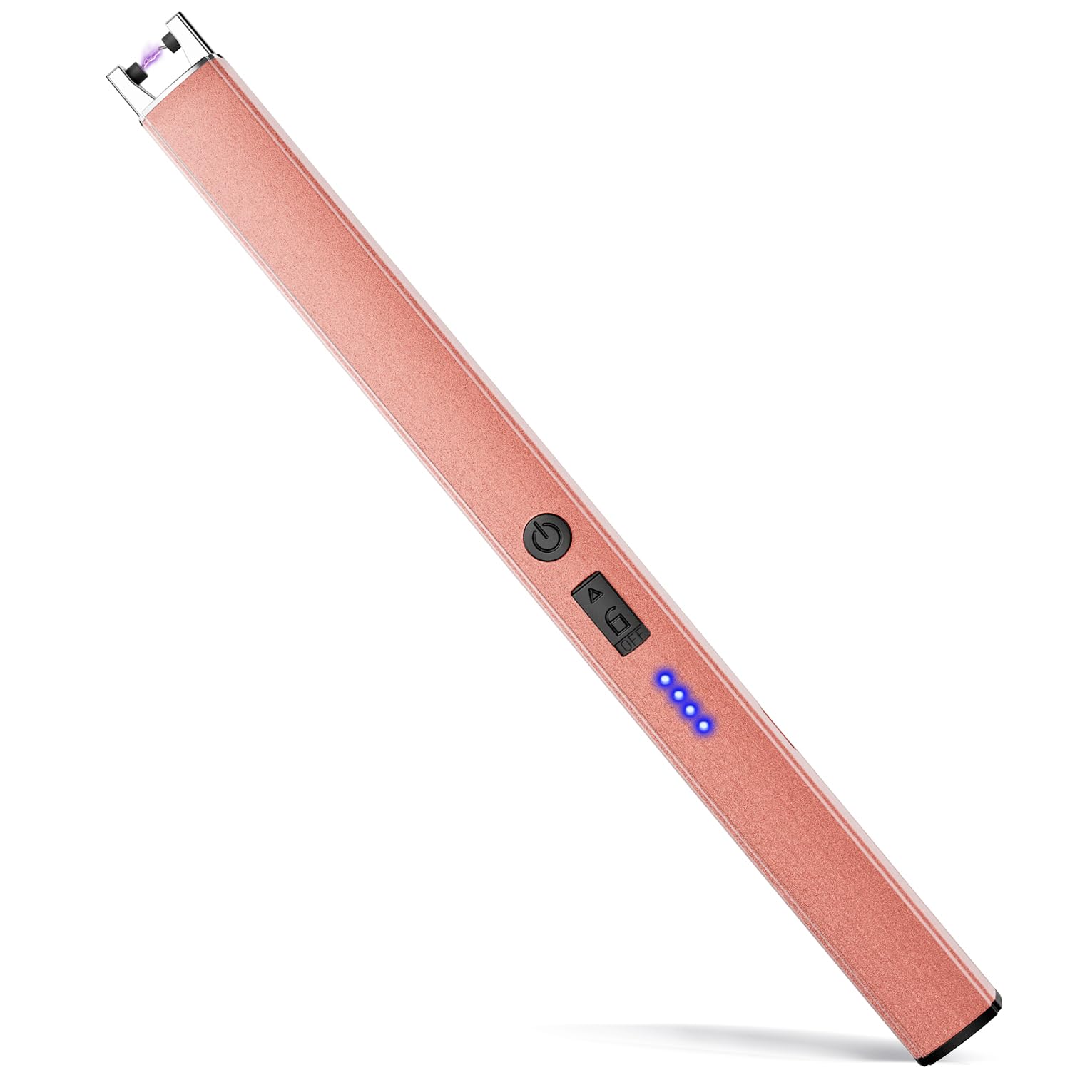 VEHHE Rechargeable Lighter, Windproof Flameless Extended Electric Candle Lighter with Anti-False-Touch Lock for Birthday BBQ Camping-Rose Gold