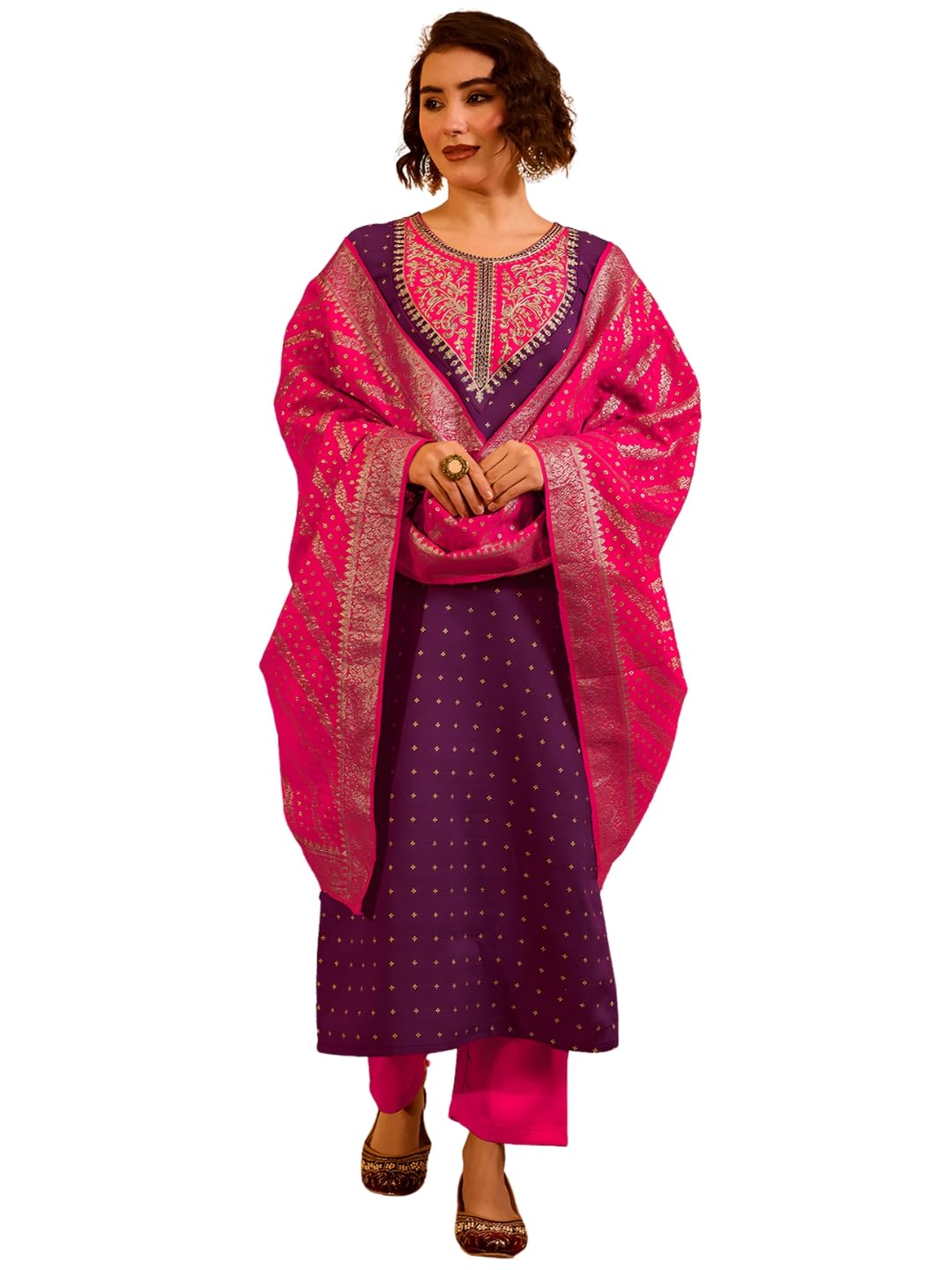 Women's Silk Embroidered and Printed Straight Kurta with Pant and Dupatta Sets (NX-906)-image-3