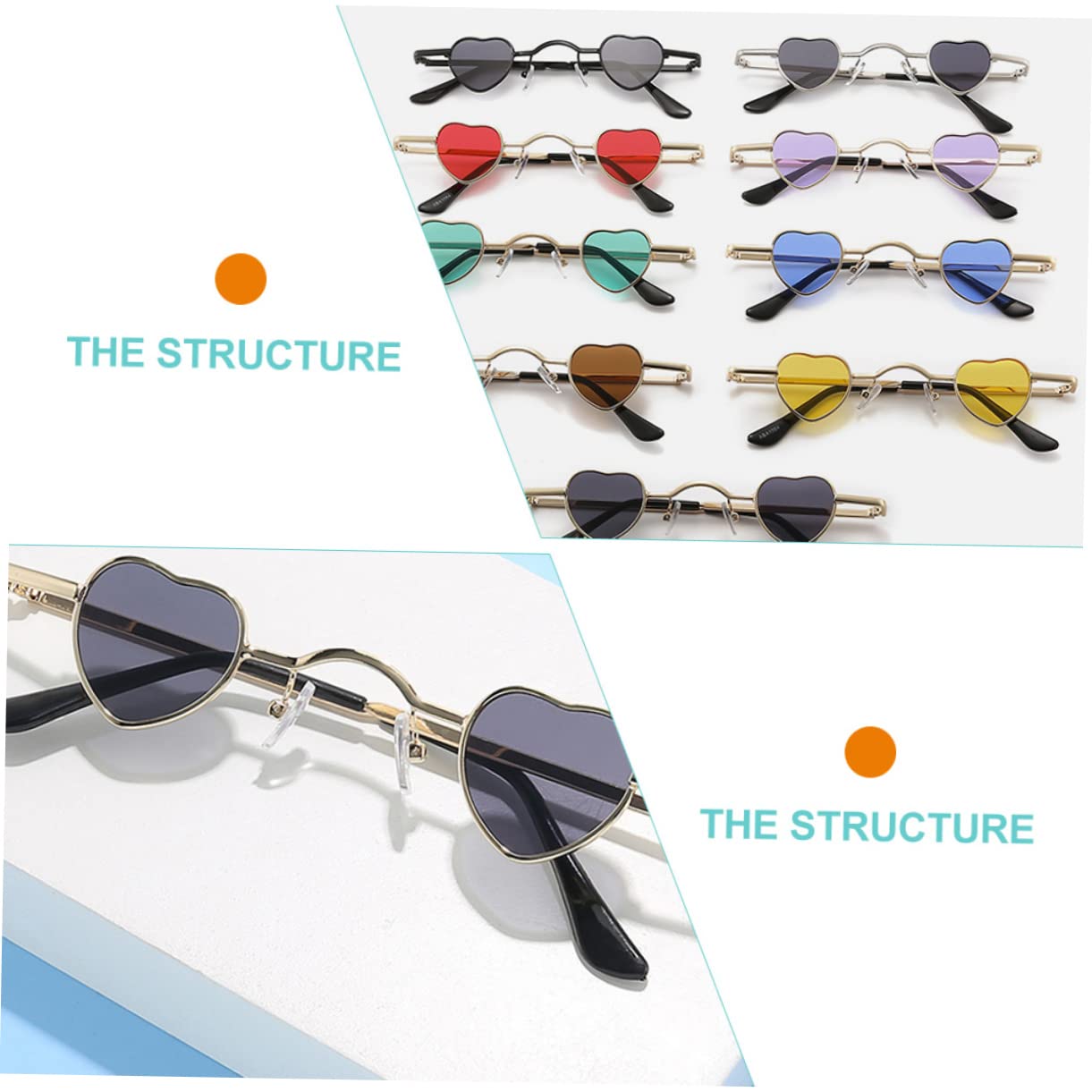 SOIMISS gafas de sol de corazón presentes originales heart shaped sunglasses gafas de sol únicas as de de moda para hombre anteojos as de de tera Metal