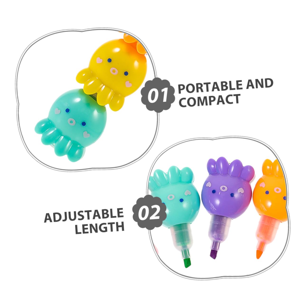 2 Set Penne Evidenziatori Mini Polpo Impilabili Colori Fluorescenti Vivaci per Scrittura e Progetti Creativi per Studenti Ufficio e Scuola