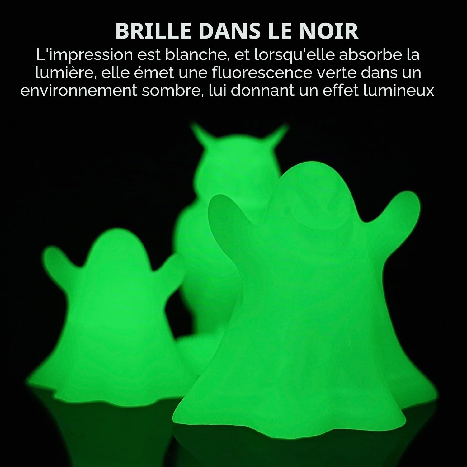 GratKit Résine phosphorescente verte pour l'Impression 3D, Brille dans l’obscurité, 1KG résine à photopolymérisation UV 405nm pour imprimante 3D LCD/DLP, 1000g Transparent