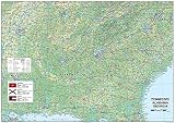 Tennessee, Alabama and Georgia Physical Map - 23.3 x 16.5 Inches - Paper Laminated