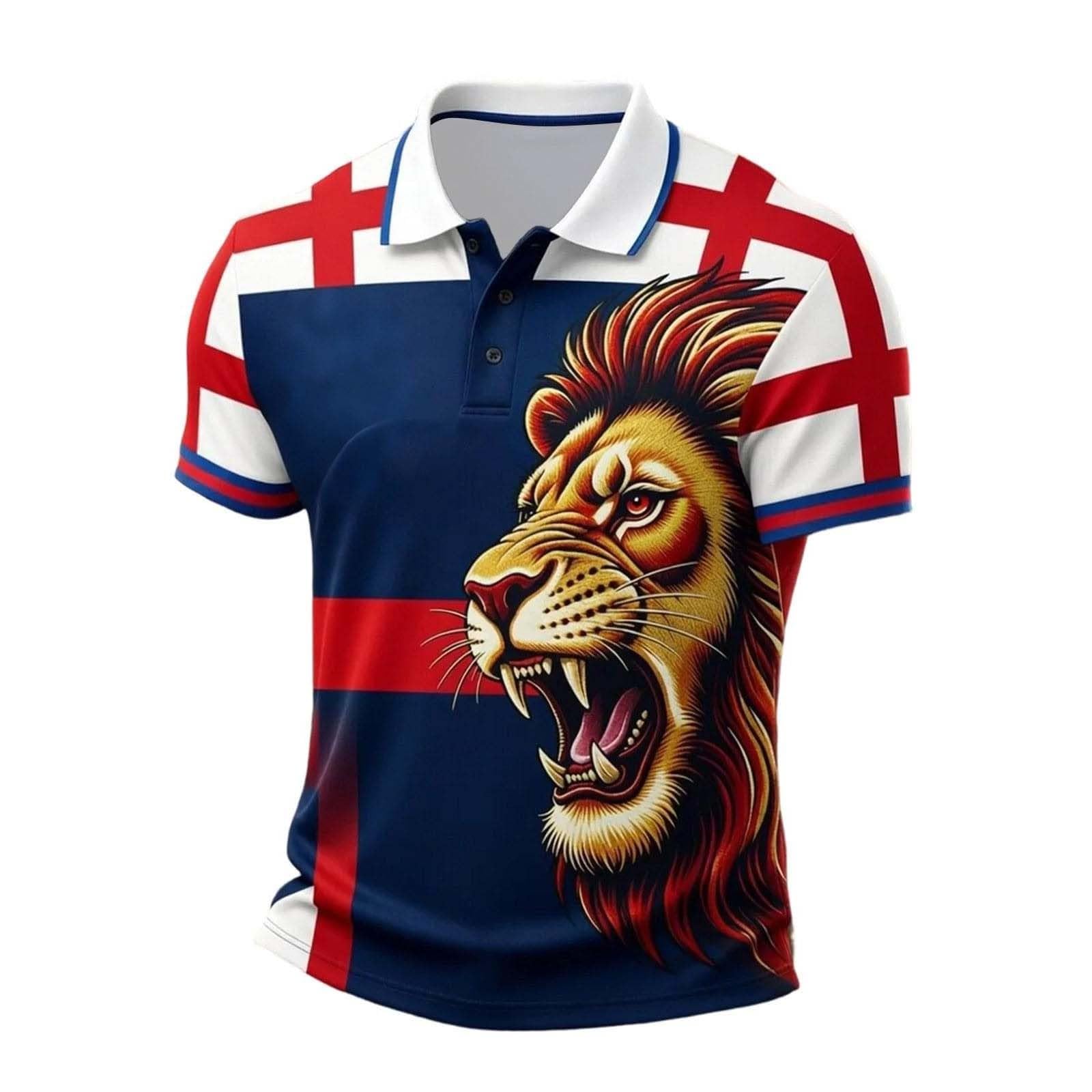 Mens England Football Shirt 2026 World Cup Short Sleeve Graphic Polo Shirts