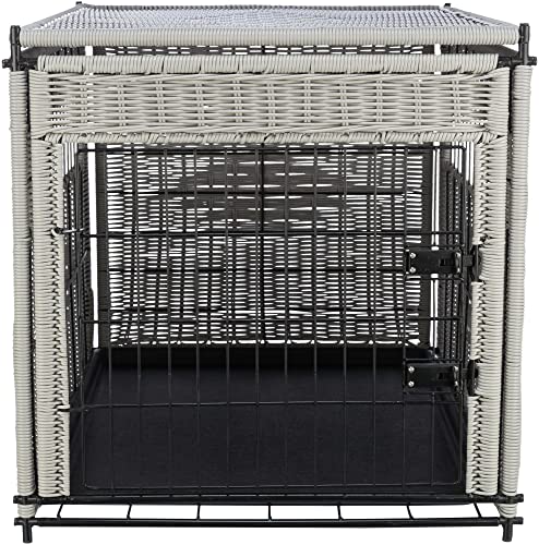 TRIXIE Moderne, verschließbare Hundebox für die kurzzeitige Unterbringung zu Hause Home Kennel, POLYRATTAN, M: 58 × 60 × 77 cm, HELLGRAU - 39749
