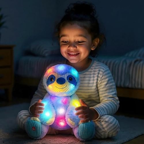 Vista 64 de Cuteoy Peluche de unicornio blanco con luces LED, regalo de cumpleaños y Navidad, juguete para niños pequeños, 15 pulgadas