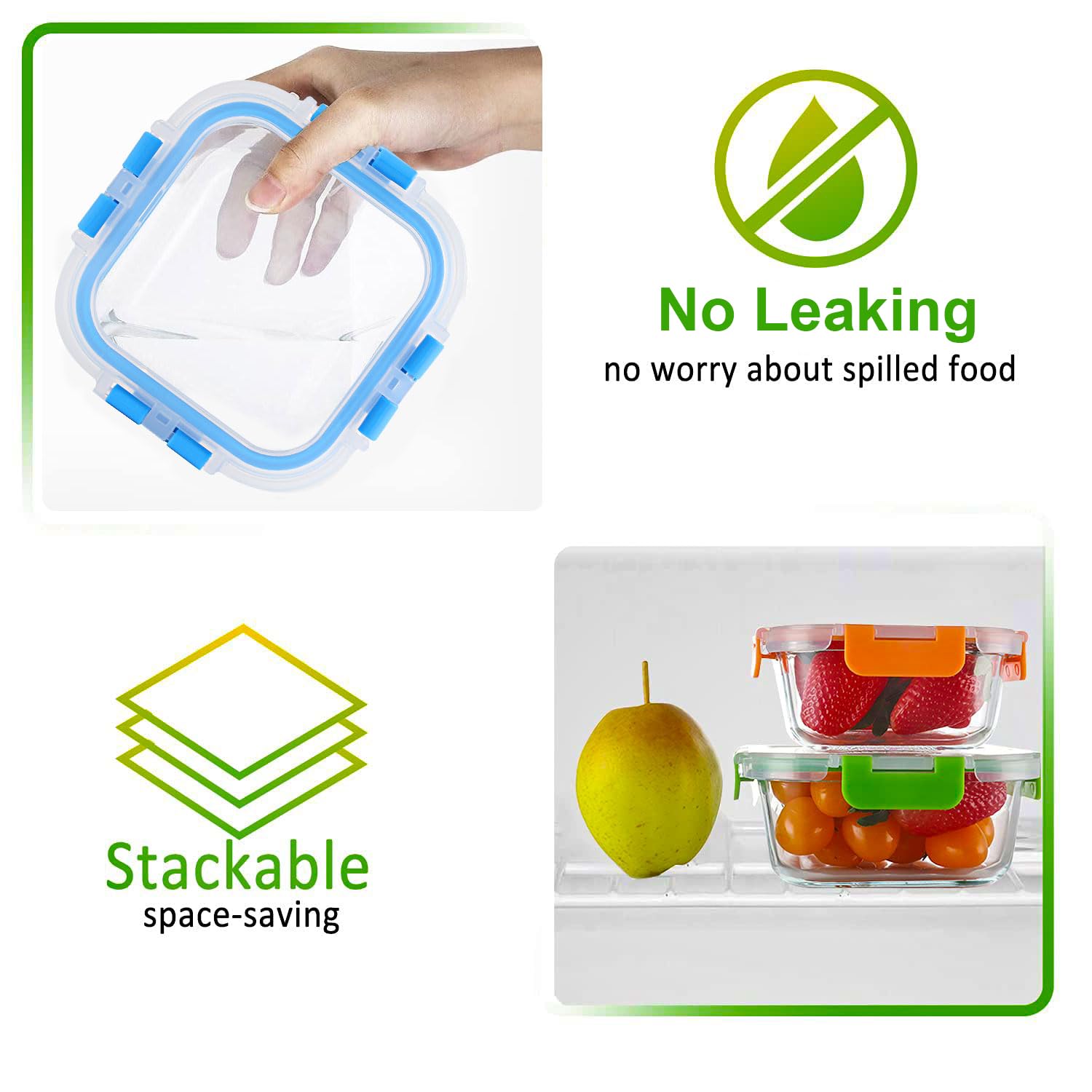 Amazon.com: M MCIRCO 10-Pack Glass Food Storage Container with 
