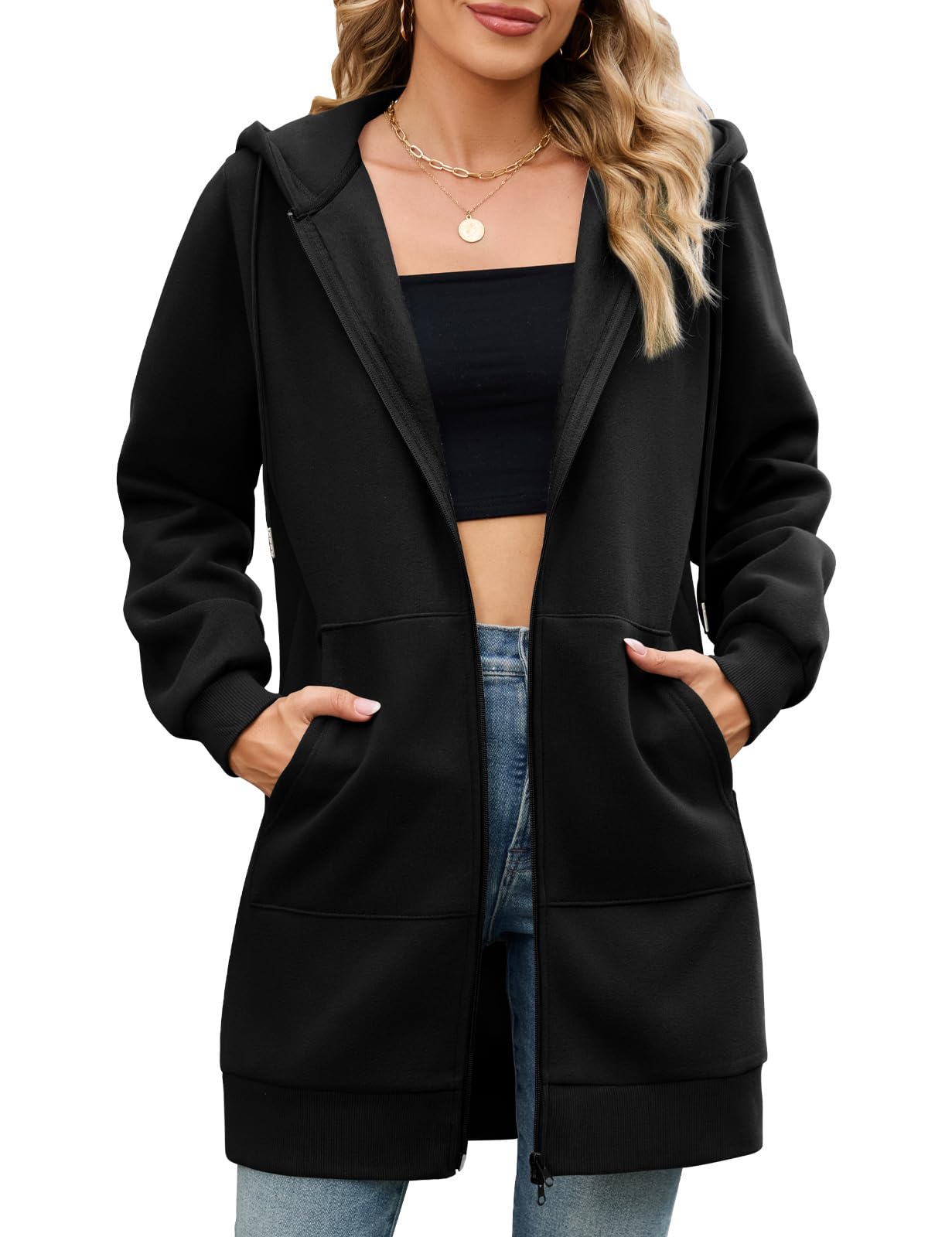 Yuson Girl Dames fleece gevoerde hoodie lange mouwen thermisch