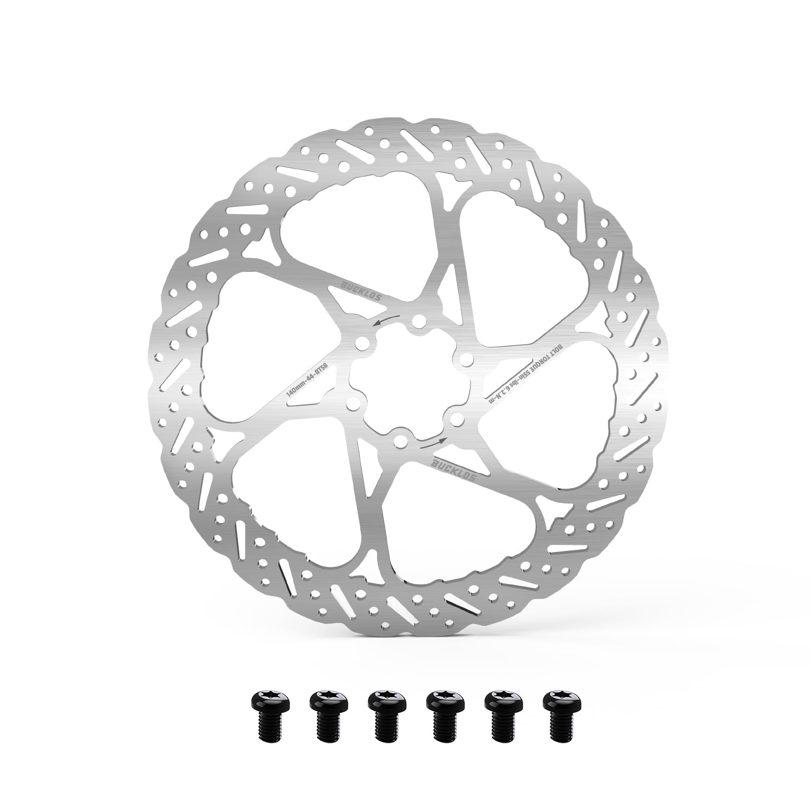 AEYINO Bike Disc Brake 140mm Stainless Steel Bicycle Rotors with 6 pcsScrews for Mountain Road Bikes MTB BMX