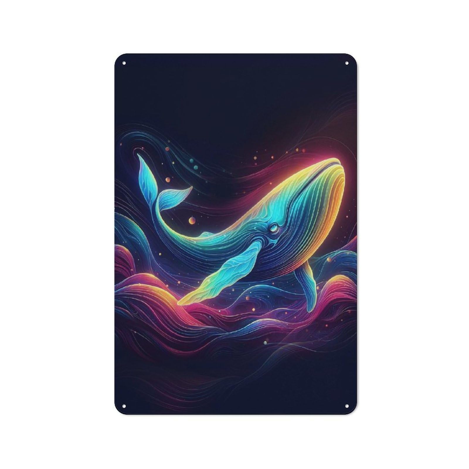 Junmoney Iridescent Cosmic Whale Vintage Metal Sign 30X20cm For Dining Room Or Kitchen, Suited To Home Decor Collectors