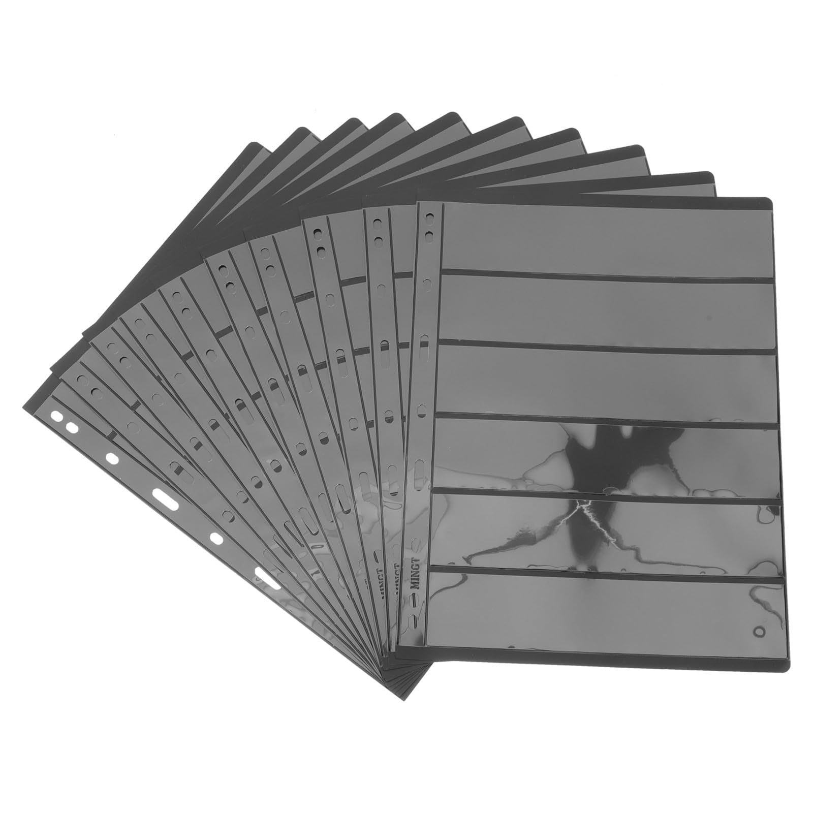 Álbum de sellos con páginas transparentes y clasificador de PVC negro