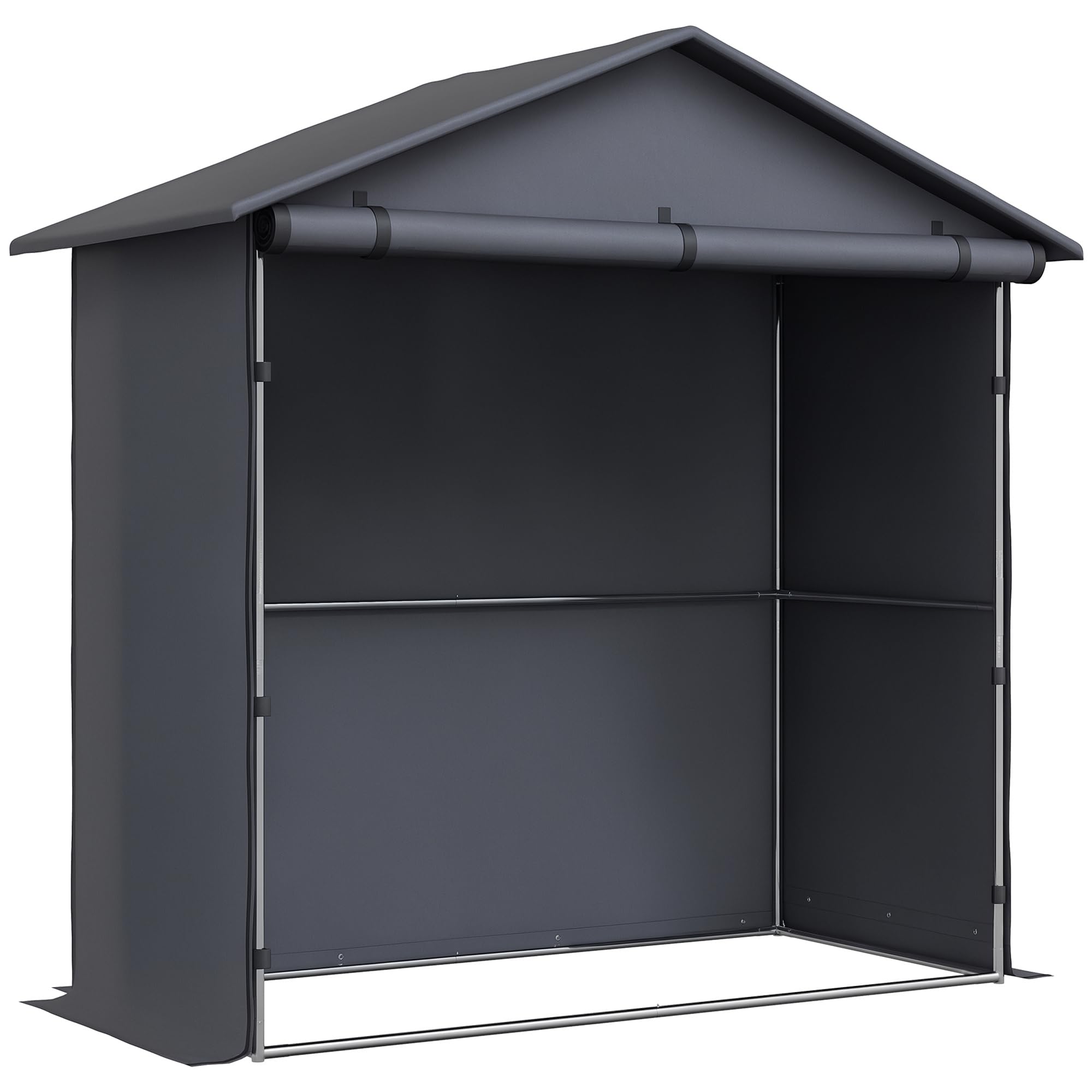 Outsunny Tente de Garage 1,1x2 m avec entrée Enroulable, Cordes et piquets, Acier galvanisé et Oxford 420D Tente de Garage extérieure, pour vélos et Outils de Jardin, UV30+, Gris foncé