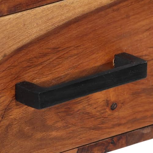 Miniatura 8 de vidaXL Escritorio sólido de madera Sheesham, escritorio de estilo industrial con 2 cajones, marco de acero duradero, muebles multifuncionales de