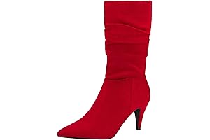 Botas rojas de mujer de tacón alto y media pantorrilla