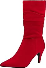 red wide calf boots