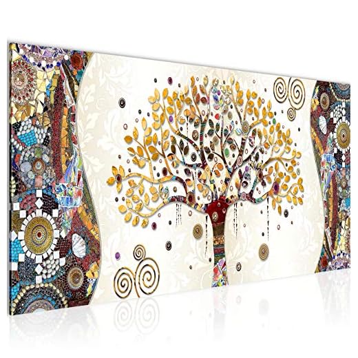 Runa Art Cuadro Decorativo Gustav Klimt Árbol De La Vida 1 Parte Moderno Cuadro Lienzo no Tejido para Sala Resumen Árbol Vistoso 004612a