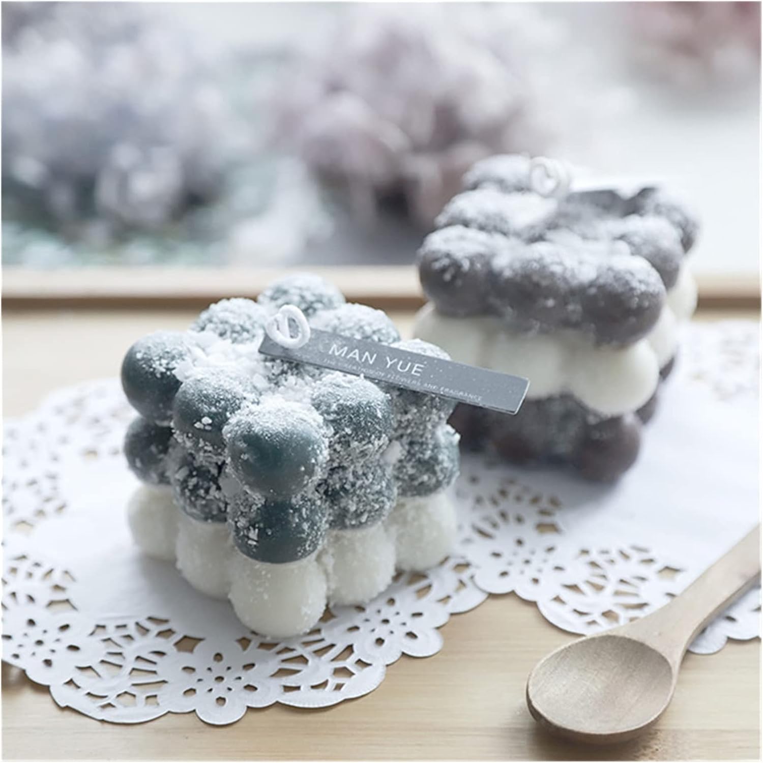 Food Grade Summer 2pack 3D Magic Cube Cloud Bubble Fondant Silicone Mold for Ice Cream Chocolate Pastry Dessert(OneColor) (OneColor)