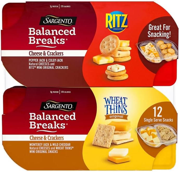 Balanced Breaks Cheese and Crackers, 12 pk. - 6 Pack Pepper jack and 6 Pack Colby-jack natural cheeses and Ritz mini crackers