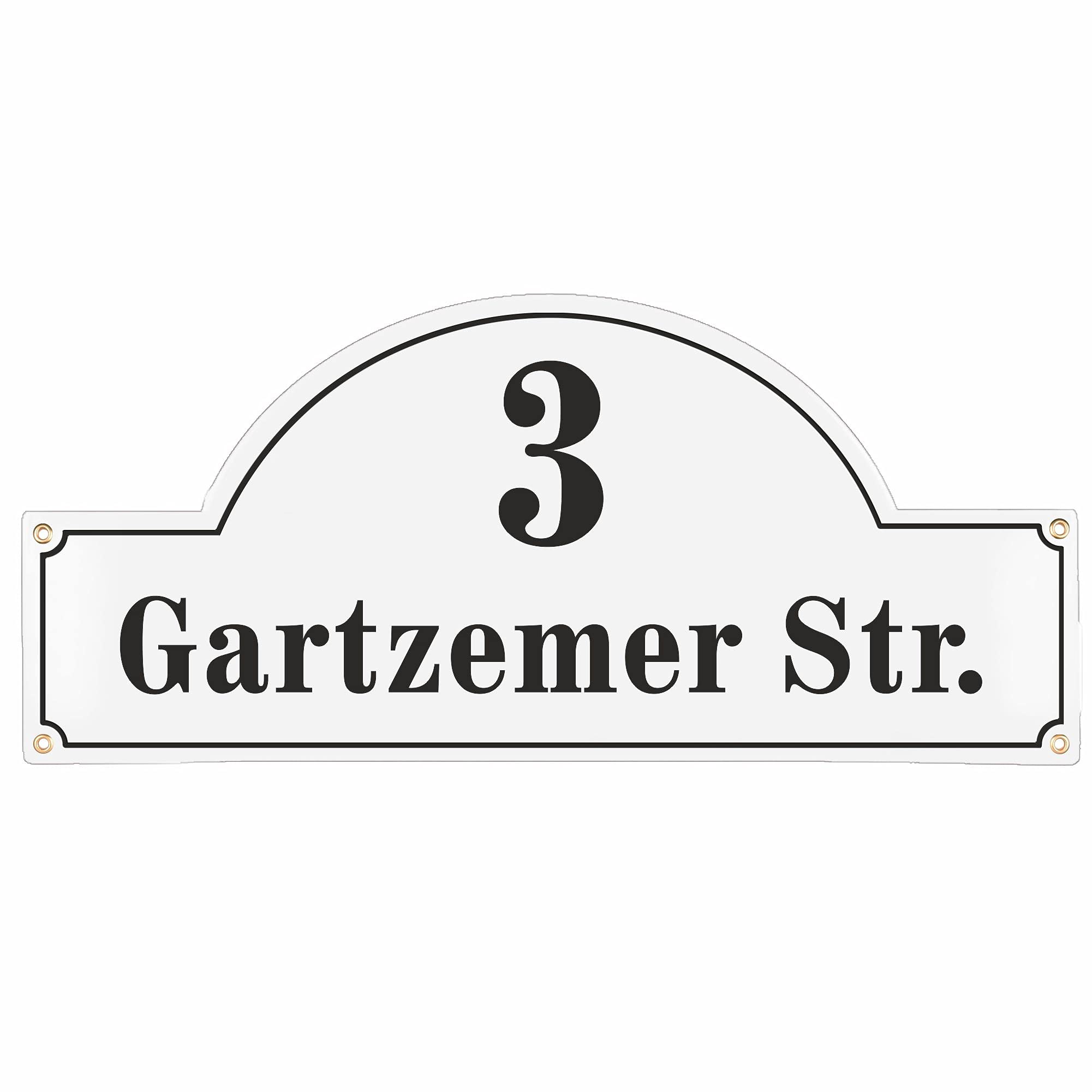 Hausnummerschild Hausnummer mit Straßenname - 27x60 cm - Keramik Emaille - Wetterfest - Personalisiert (Anthrazit)
