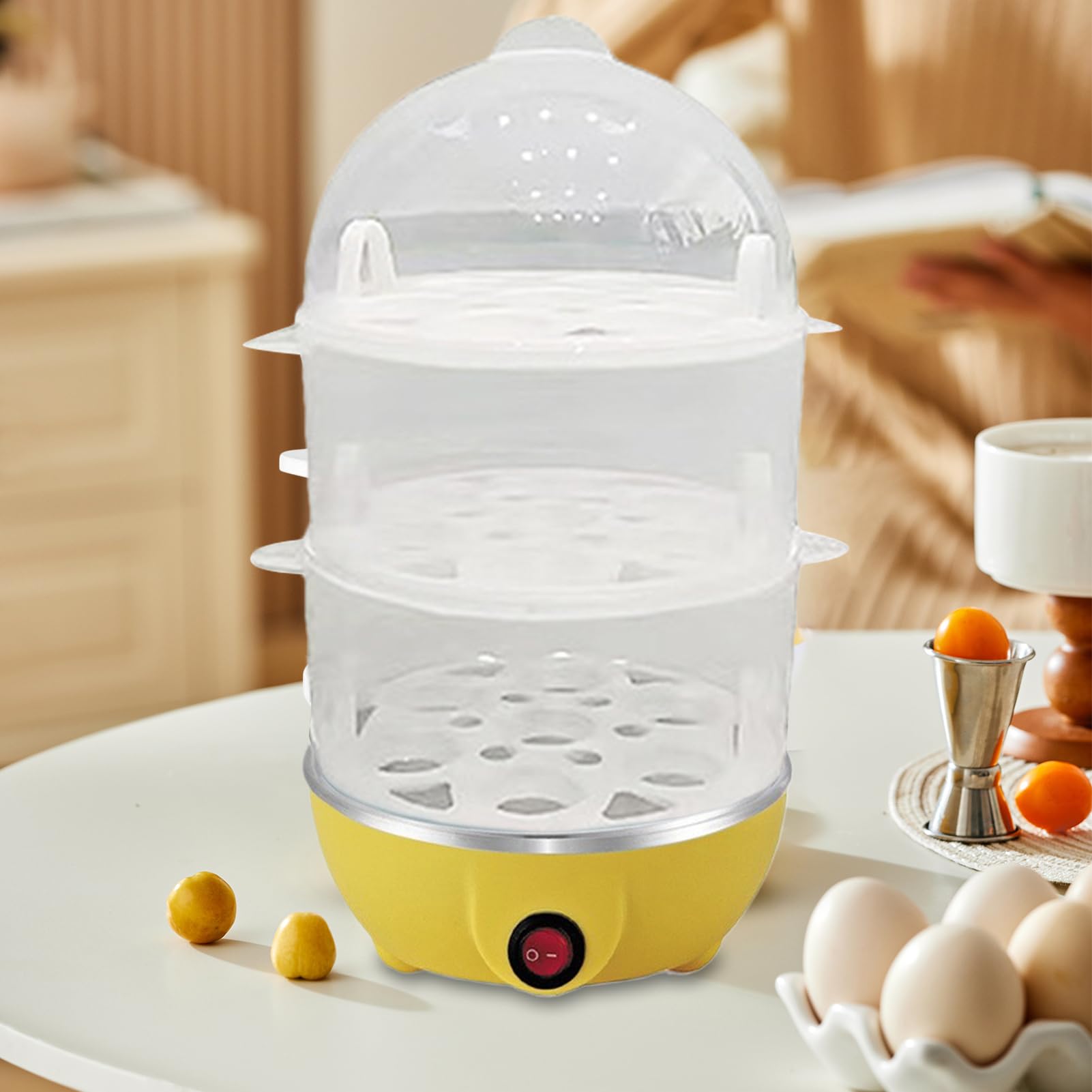 Máquina Para Cocer Huevos Duros, Cocedor De Huevos De 3 Niveles Para Cocción De, Máquina de Cocinar al Vapor Multiusos para Cocina