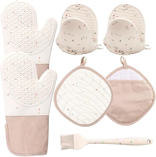 Guantes de algodón de silicona, juego de almohadillas aislantes, juego de almohadillas de sarga de color para microondas, guantes para hornear, 1