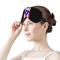 Vista 7 de Máscara para dormir con bandera de Puerto Rico PR para dormir, linda máscara de ojos para viajar con correa ajustable para dormir