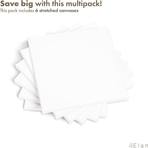 Miniatura 4 de Elan Lienzos estirados de 8 x 8 pulgadas, paquete de 6 lienzos para pintar, lienzo estirado para adultos, lienzo en blanco para pintar lienzos,